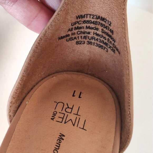 Time And Tru Memory Foam Tan Block Heel Sandals Women Size 11 Faux Leather - Picture 6 of 6